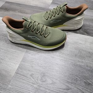Olive Green Athletic Sneakers with Brown Accent